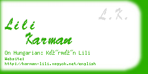 lili karman business card